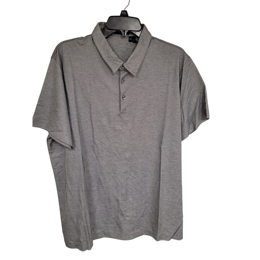 Theory Polo Shirt Pique Mens XXL‎ Gray Casual 1/4 Button Up Everyday Normcore